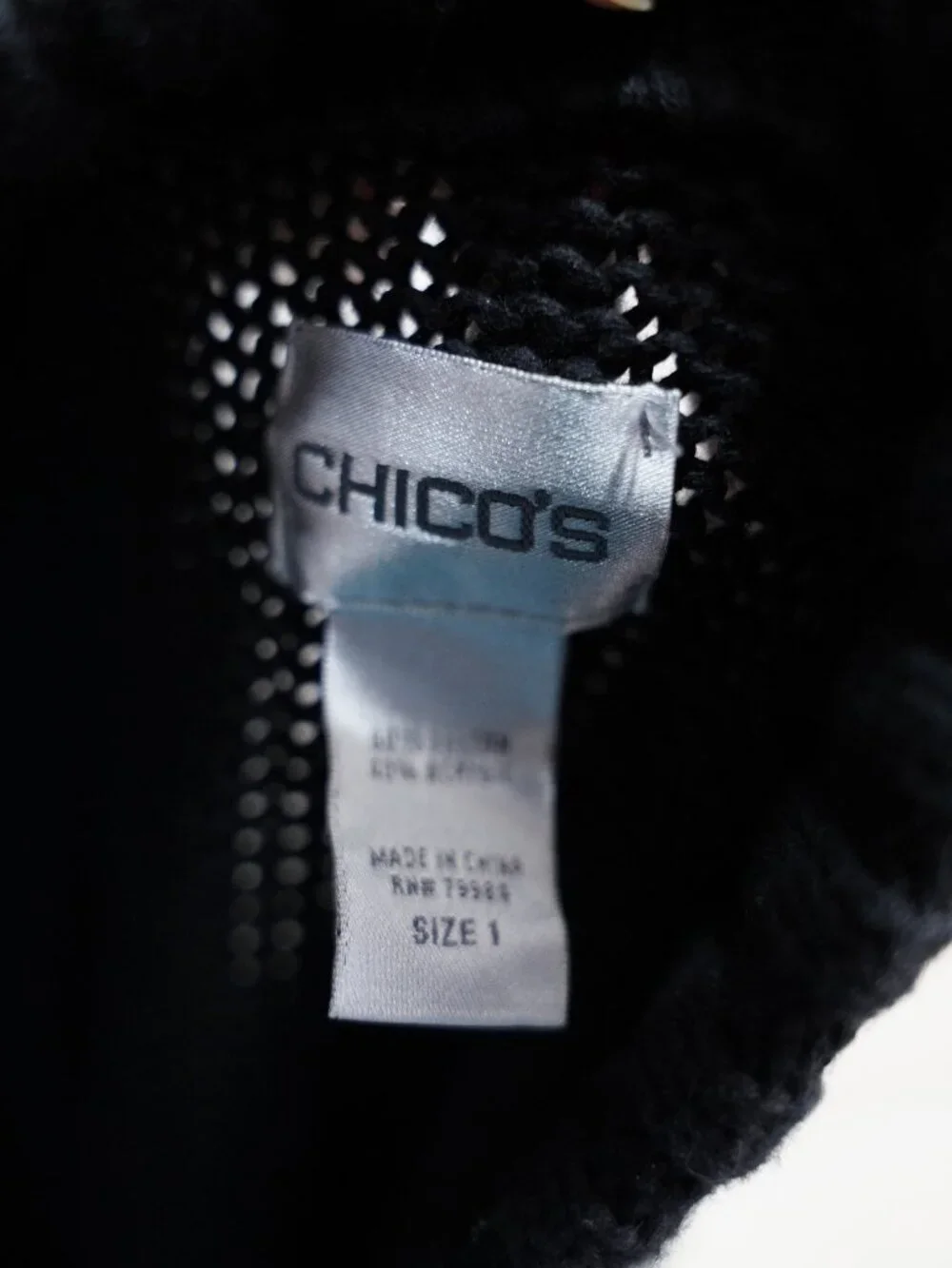 Chico's Black Zip Cardigan size 1